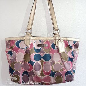 COACH Signature Multi-Color SCARF PRINT Satin